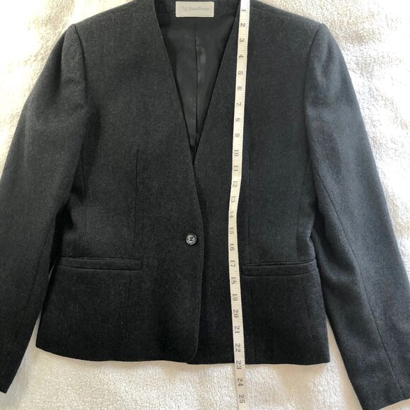 Evan-Picone VTG collarless gray single button blazer - Picture 8 of 10